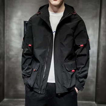 

Spring and autumn men's clothing men's bomber jacket large size thin section hooded casual trend youth coat