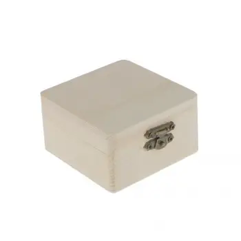 

2PCS UNPAINTED PLAIN WOODEN SMALL SQUARE CHEST STORAGE BOX FOR JEWELRY ART CRAFT
