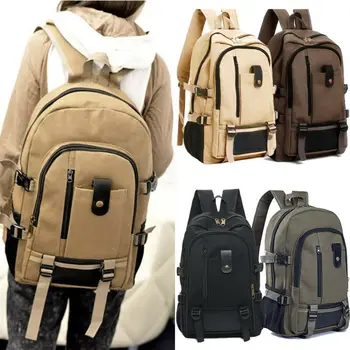 

2020 Newest Hot Men Vintage Zippers Canvas Backpack Satchel Rucksack School Bag Sports Travel Camping Hiking Bag Large Capacity