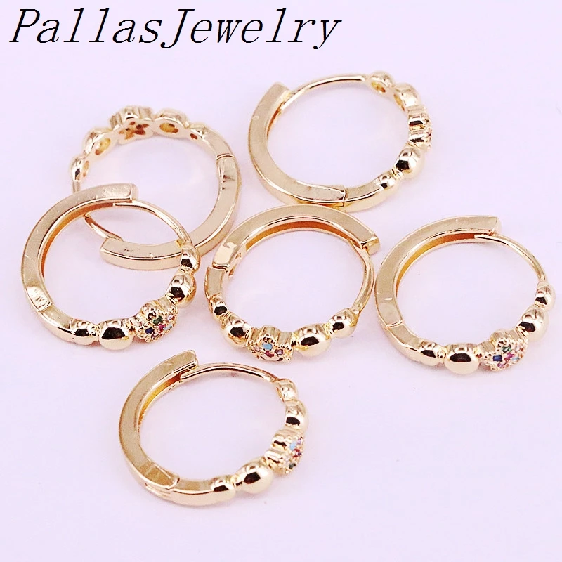 

10Pairs, Fashion Rainbow CZ Gold color Hoop Earrings, Micro Pave Zirconia Hoops, Women Jewelry
