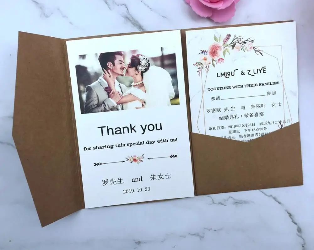 50X Rose Gold Silver Black Green Craft Navy Blue Laser Cut Tri-fold Wedding Invitation Cards Kit Pocket Invite Envelope RSVP | Дом и сад