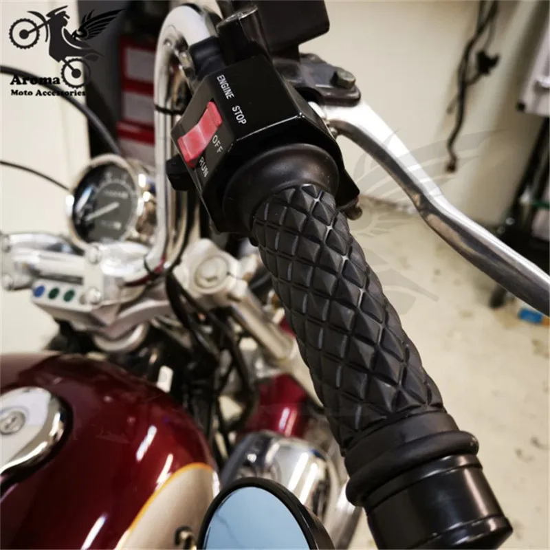 16 colors available brown red black hot retro cafe racer parts 22MM 25MM rubber motorbike grip for honda suzuki yamaha harley softail sportster prince cruise moto handlebar motorcycle handle grips