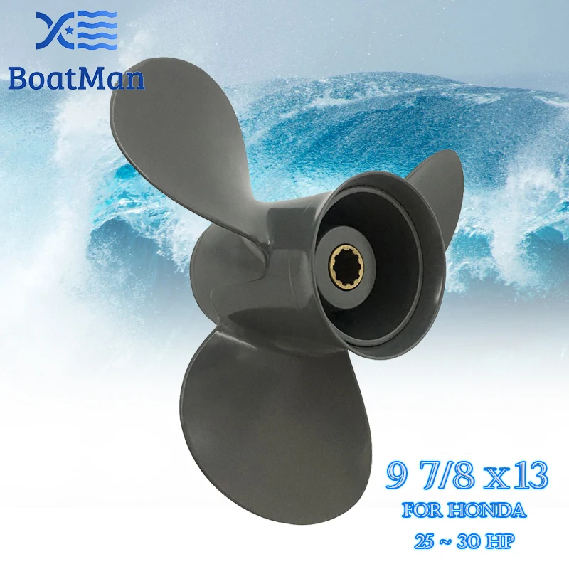 BoatMan® 9 7/8x13 Aluminum Propeller for Honda BF 25HP 30HP Outboard Motor 10 Tooth Engine 58130-ZW2-F41ZA RH Factory Outlet