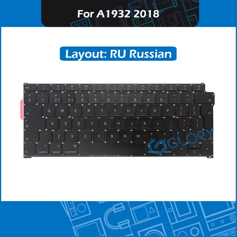 

10pcs/Lot For Macbook Air 13.3" A1932 Keyboard RU Russian Layout Big Enter key Replacement Late 2018 MRE82