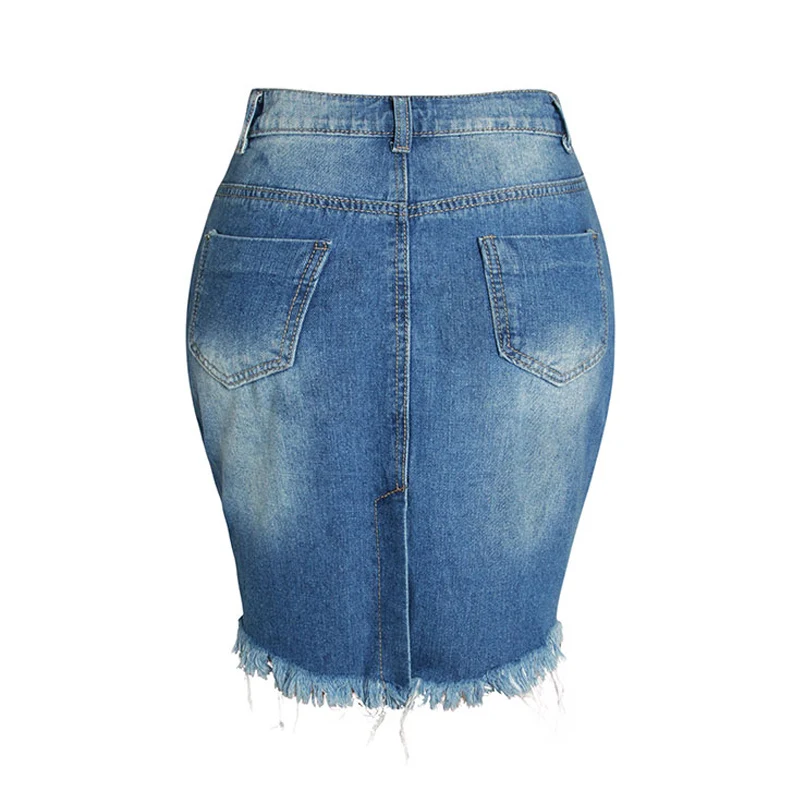 

1 Pcs Women Lady High Waist Distressed Irregular Denim Skirt for Summer Party -OPK