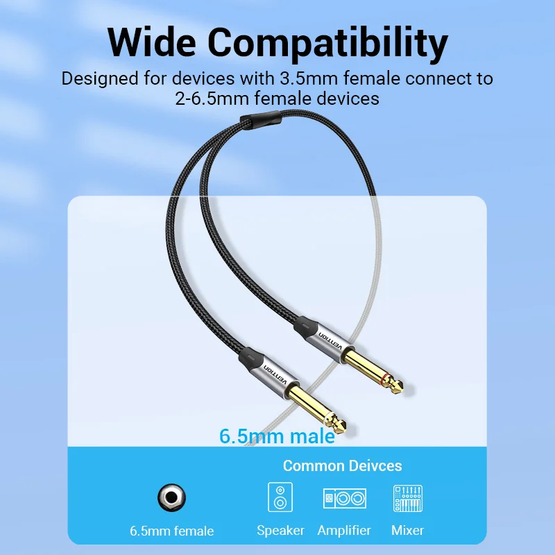 Vention-3.5mm  6.5mm TRS ̺ AUX   6.5  ׷ 3.5   ̺, ͼ  6.35mm Ϳ