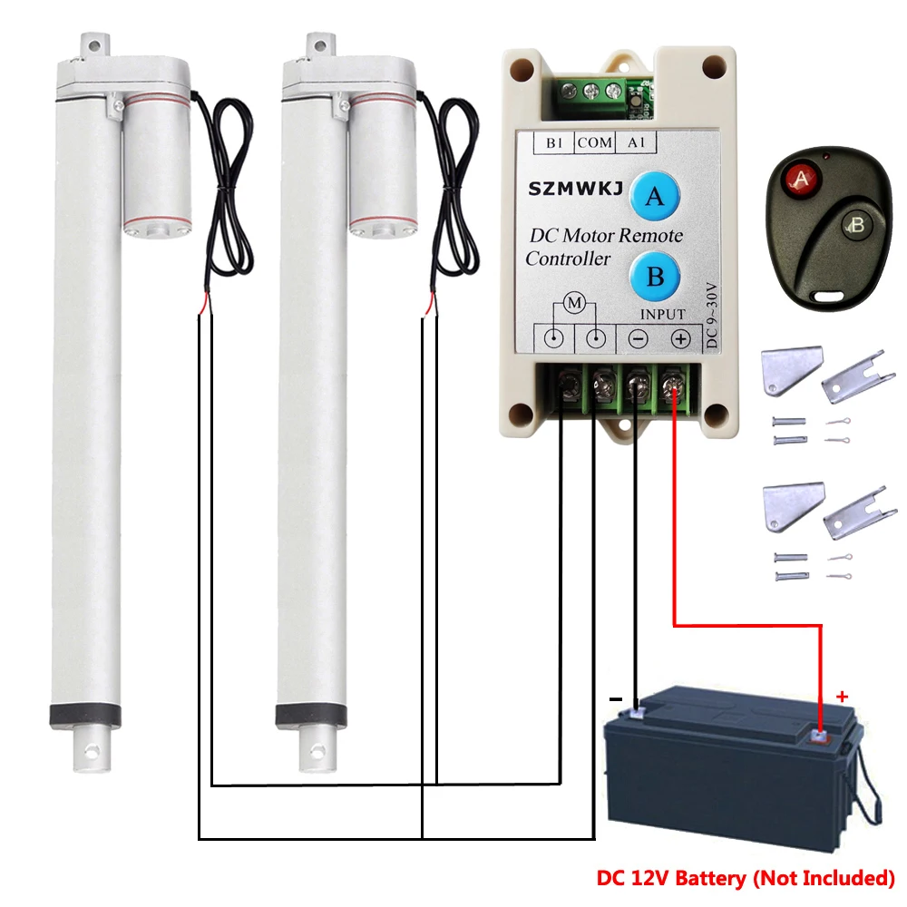 Набор 2X400 мм/1" с линейным приводом водонепроницаемый IP65 двигатель постоянного тока и беспроводной пульт дистанционного управления и Brackets-1500N/330lbs Максимальная нагрузка