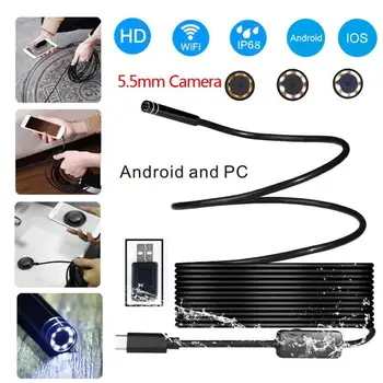

WIFI Endoscope 8LED HD USB Hard Line F130 Borescope Waterproof Inspection Camera