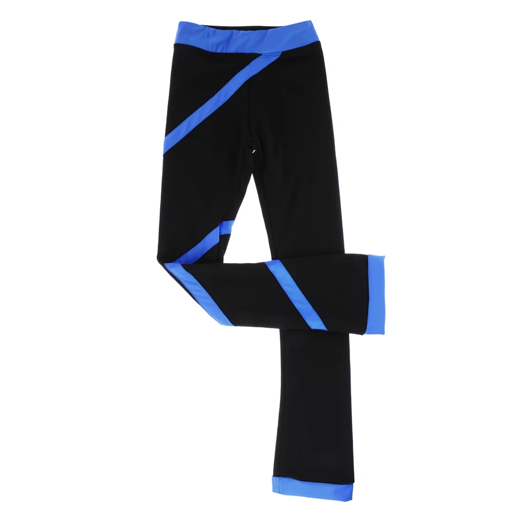 Blue Женские штаны для катания на коньках, брюки для фигурного катания, колготки, леггинсы с флисовой подкладкой, тренировочные брюки для катания на коньках, длинные штаны - Цвет: Blue