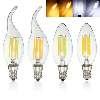 

E14 LED Bulb 6W Pure White Warm White COB Edison Filament Candle Light Bulb AC110V Home Lighting Bulb