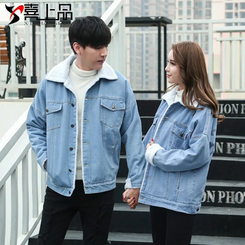 

2019 Winter Lambs Wool Jeans Coat Women's Europe And America Loose-Fit Nuozha Celebrity Style Thick plus Velvet Denim Jacket