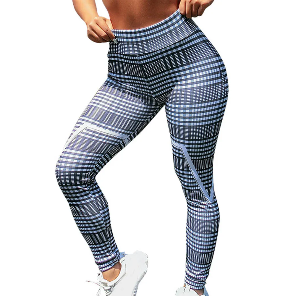 Для женщин полосатые печатной площади эластичные штаны для йоги фитнес бег Йога Брюки X85 - Цвет: s