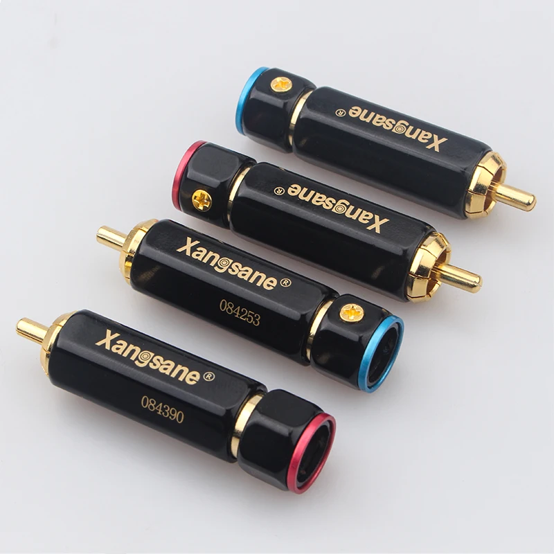 4pcs/8pcs/20pcs/50pcs Self-locking Solderless Gold-plate Plug RCA For DIY Audio Signal Cable |