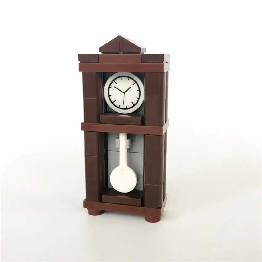 Legoinglys City Home Series MOC Accessories Retro Clock Pendulum Clocks Block Building Blocks Bricks DIY Kits Toys For Children (1)