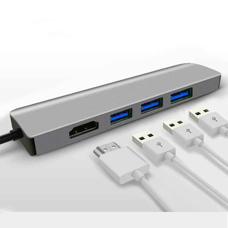 USC type C концентратор к HDMI 4K 30 Гц 3 USB 3,0 USBC PD Быстрая Зарядка Док-станция алюминиевый сплав удлинитель концентратор для Macbook