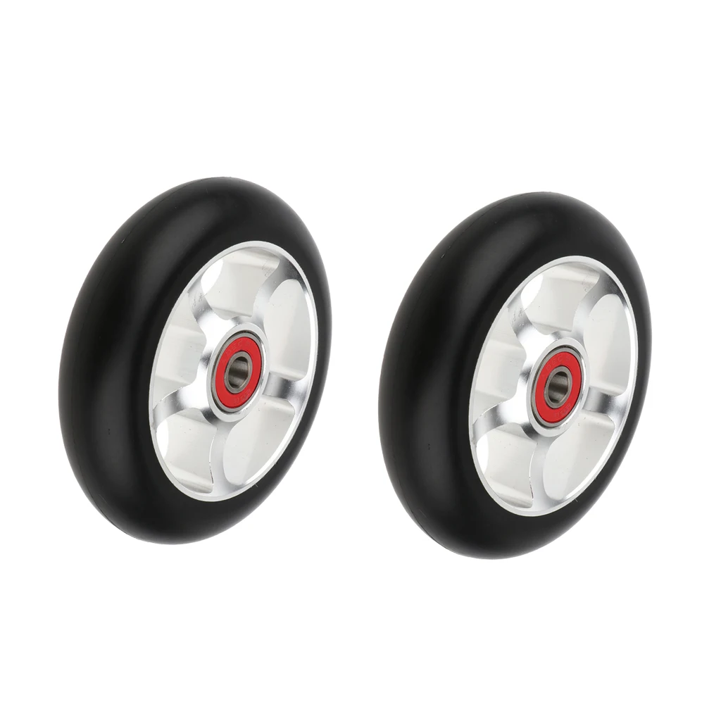 Complete 2pcs Aluminum Alloy 100mm Pro Stunt Scooter Wheels with Bearing Kick Scooters