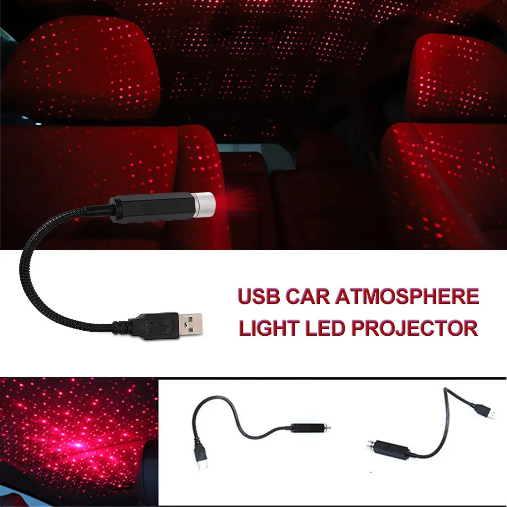 Usb автомобильная атмосферная лампа, ночной Светильник для домашнего интерьера, окружающий Звездный светильник, СВЕТОДИОДНАЯ Лампа для проектора, красный светильник, цветные лампы# YL1