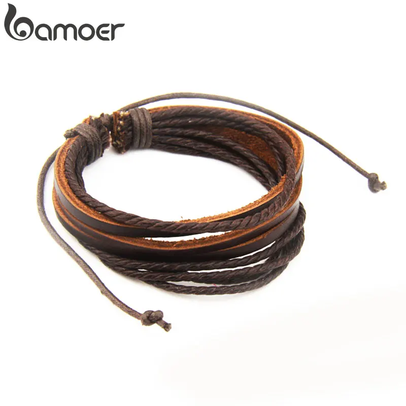 Накидка кожа браслеты и для мужчины женщины черный коричневый плетёная верёвка