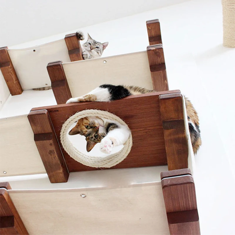 Настенный Кошкин скалолазание Когтеточка игровая площадка гамаки для котенка деревянная подвесная игровая площадка домик для кошки альпинист M6152