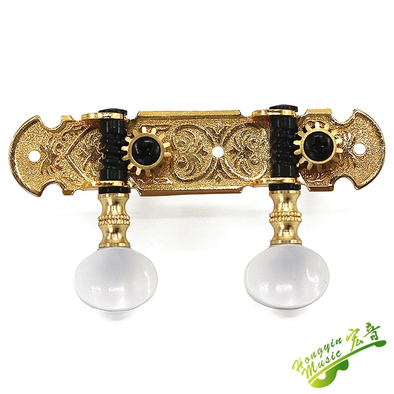 Taiwan 1SET 1L1R Ukulele Tuning Pegs Button Strings Tuners Head Accessories Ukulele Part +6 Screws High Qulity Golden ukulele tuning pegs
