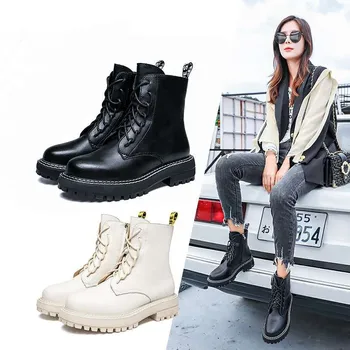 

Power power with boots women's autumn winter 2020 new versatile and handsome net red high top thick bottom motorcycle