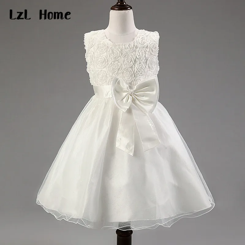 Лидер продаж Платье для девочек Платья с цветочным узором бантом и аппликацией