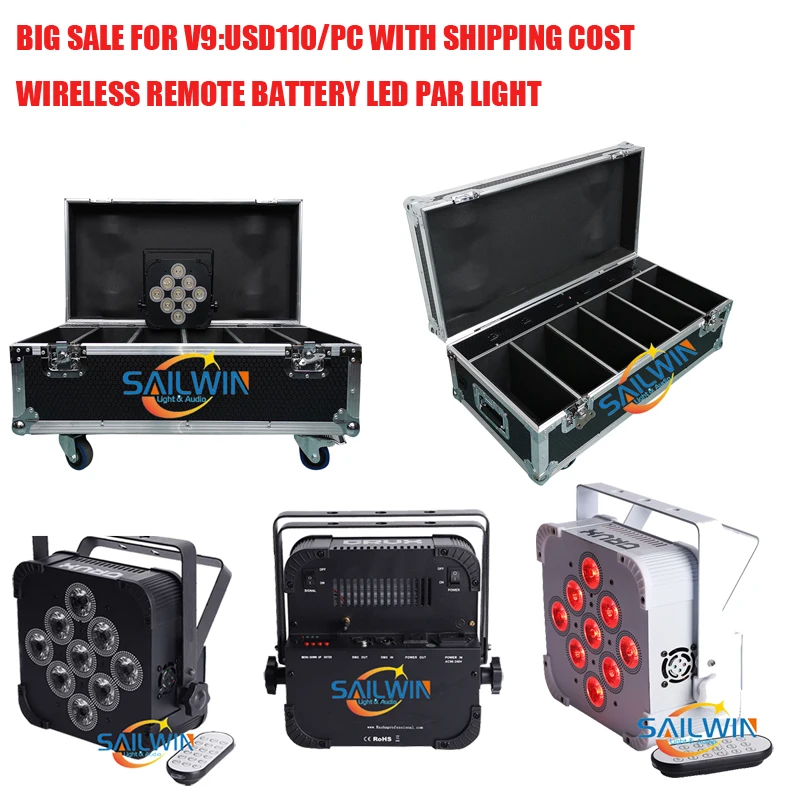 

BIG SALE 9pcs*18W 6in1 RGBAW+ UV Battery Powered Wireless DMX LED PAR Light DJ Stage Lighting LED UPLIGHT
