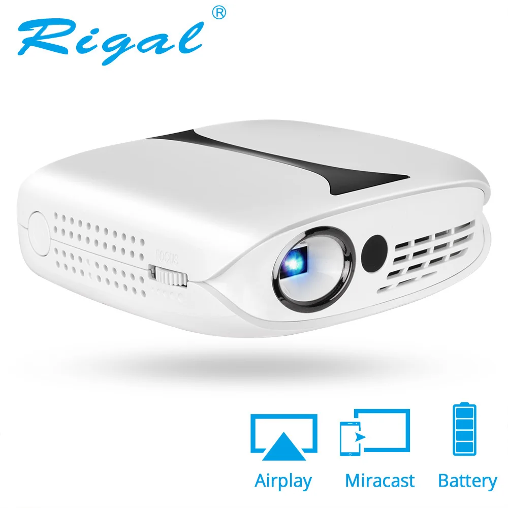 Карманный мини проектор Rigal RD606 HD WiFi Android 7 1 светодиодный DLP с аккумулятором