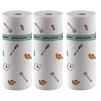 

3 Rolls Disposable Cleaning Towel Paper Towels Kitchen Disposable Cleaning Nonstick Rag House Cleaning Cloth Washcloth