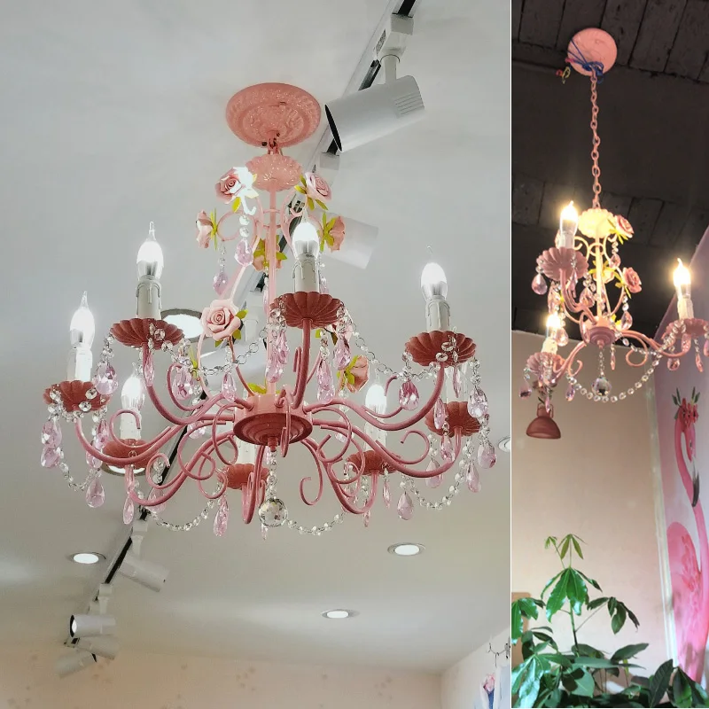 Свадебная люстра розового цвета хрустальная лампа для ресторана современный