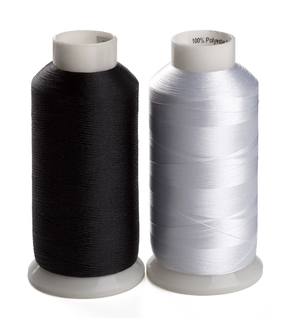 Polyester Machine Bobbin Fill Thread Pre-Wound Machine Embroidery Thread  5000m 2 Spools White Black High Tenacity Super Sheen - AliExpress