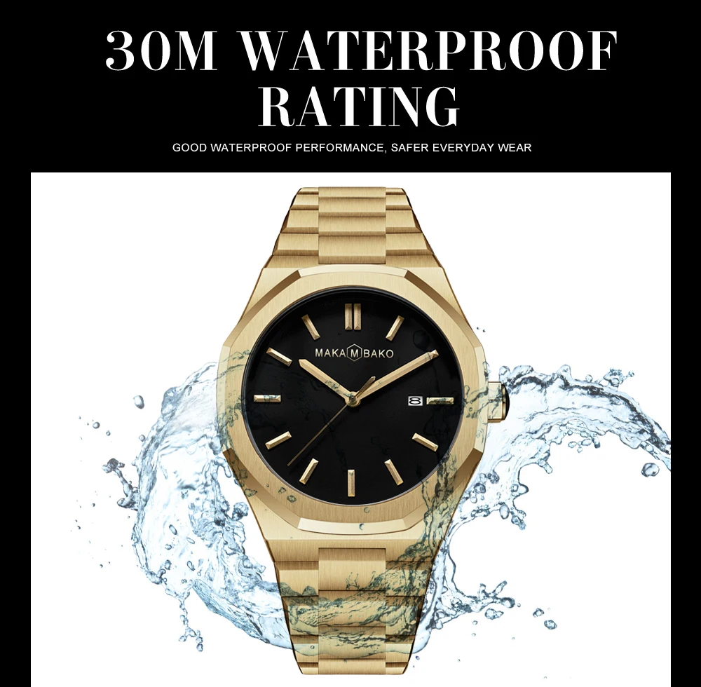 Original Top Brand All Black Stainless Steel Men's Wristwatch Classic Business Waterproof Japan Movement Quartz Watch For Men