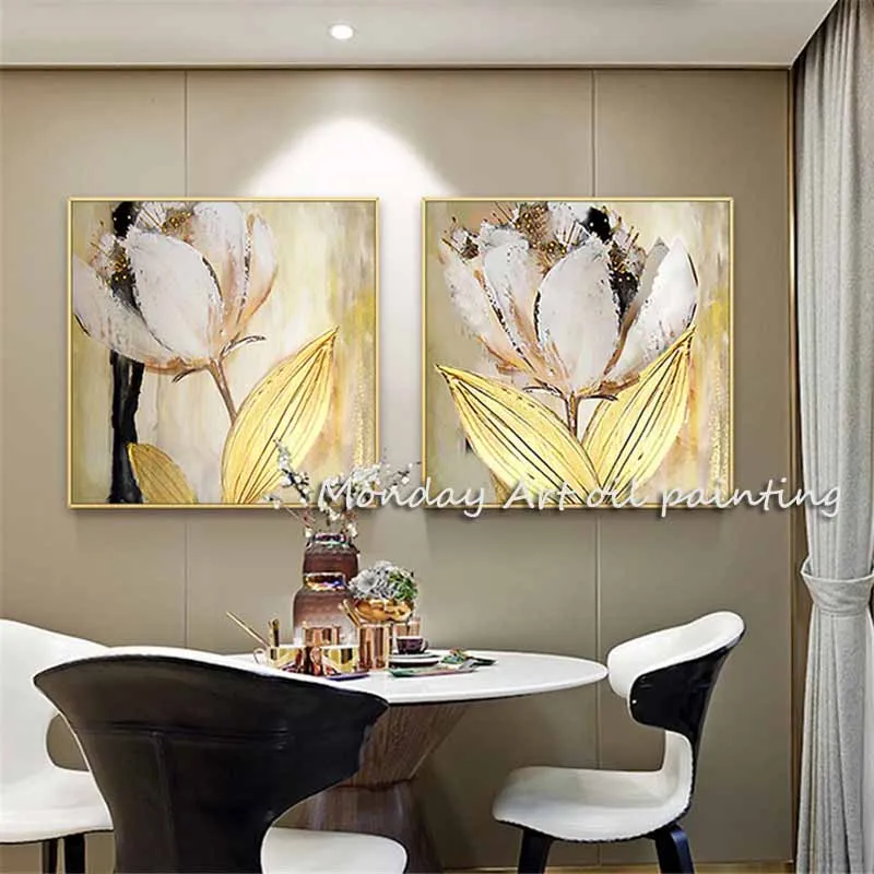 Canvas-painting-wall-art-golden-tulip-flower-oil-painting-family-living-room-home-decoration-restaurant-modern副本