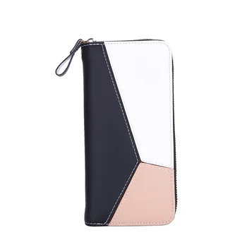 

Geometric Women Wallets with Zipper Pink Phone Pocket Purse Card Holder Patchwork Women Long Wallet Lady Tassel Coin Purse