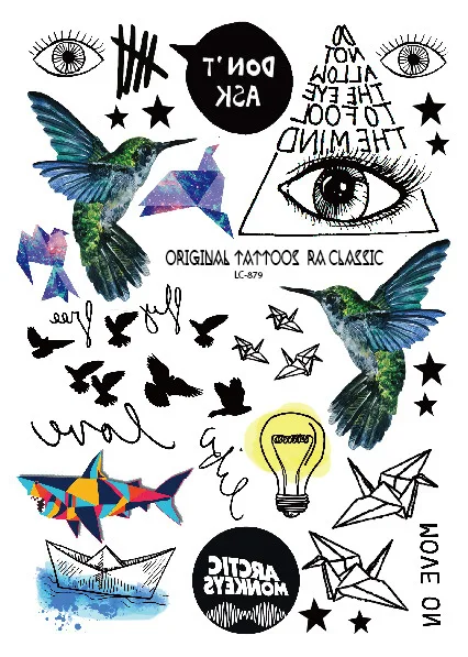 YuBeauty Birds Feather Animal Totem Temporary Tattoos LC-Series - Цвет: LC879