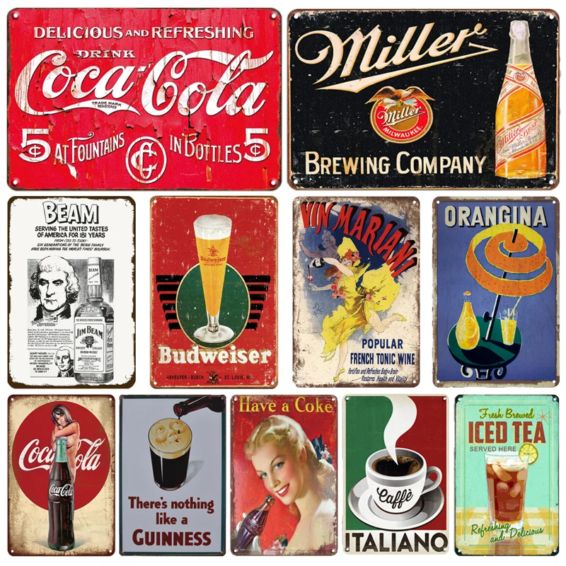 

Popular Shabby Chic Beer Cola Hanging Tin Sign Decor Plaque Metal Vintage Pub Cafe Signboard Sweet Home Man Cave Art Poster