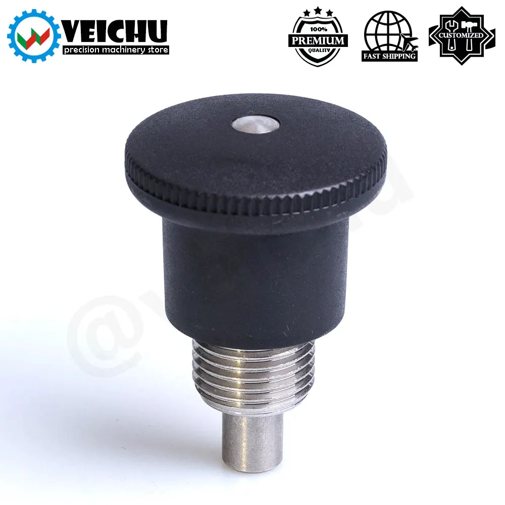 VCN218 Stainless Steel Dowel Black Knob Non Lock-Out Index Plungers Fine/Coarse Thread Mini Indexing Plunger cylindrical locating dowel pin stainless steel ball lock pins wooden dowel pins stainless steel knurled plungers