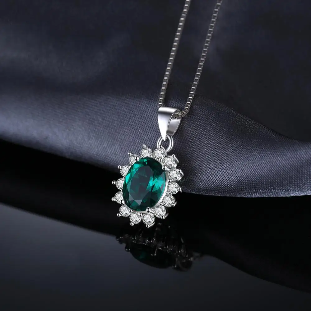 Princess Diana Simulated Green Emerald 925 Sterling Silver Kate Middleton Crown Pendant Necklace Women No Chain pendant necklace silver necklace silver pendant