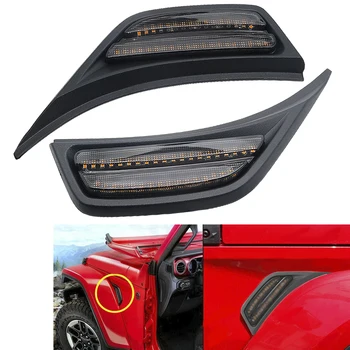 

2pcs Smoked Lens Amber LED Front Side Marker Lights for Jeep Wrangler JL 2018 2019 2020 Fender Side Marker Light