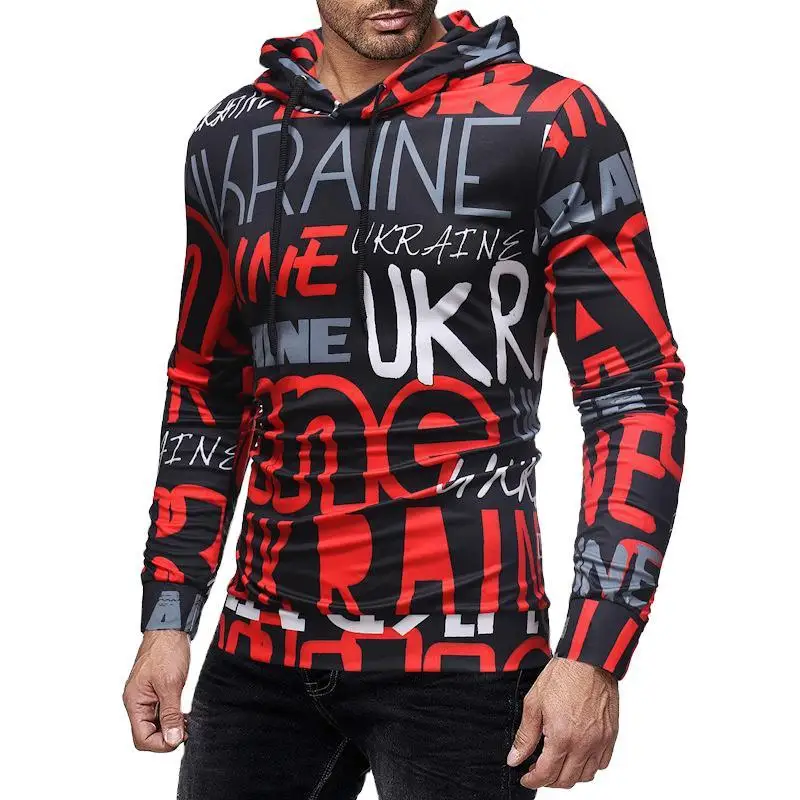 

Spring and Autumn Men's Hoodie New Casual Personality Fashion Letter Print Hooded Pullover Men's Sports Fitness Running Clothing