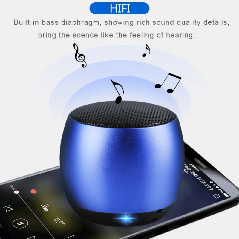 Сферический ультра портативный TWS бас Bluetooth Hifi динамик металлический открытый беспроводной звуковой ящик с микрофоном 1