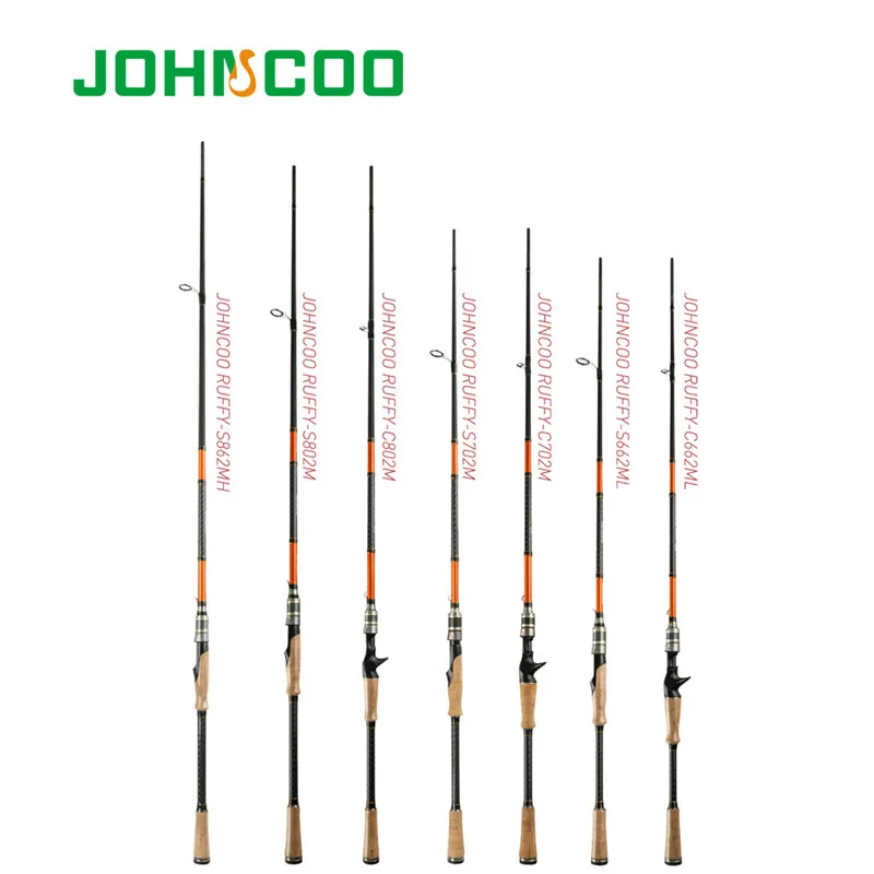 JOHNCOO Ruffy 1.98m 2.1m 2.4m 2.6m Spinning Casting Rod Quick Action Carbon Baitcasting Fishing Rod with Fuji guides