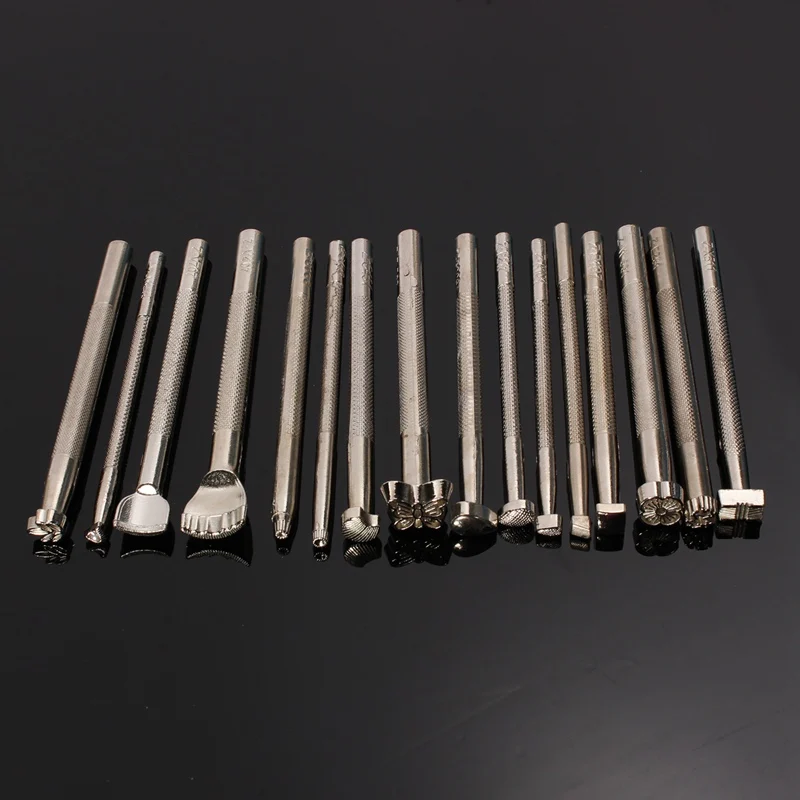 ELEG-16Pcs металлические инструменты для изготовления кожаного седла, набор инструментов для изготовления кожаных штампов