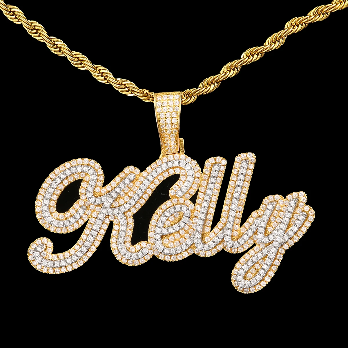 GUIYING Iced Out Custom Made Water Drop Chain Pendant Personalized Dripping Name Necklace Hip Hop Big Initial Letter Pendant Full Bling Diamonds Charm Choker for Men Women Gift