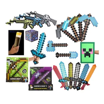 

Minecrafted Design Blue Diamond Sword Soft EVA Foam Toys arrow & Diamond Sword Kids LED Night Wall Light gifts For Children