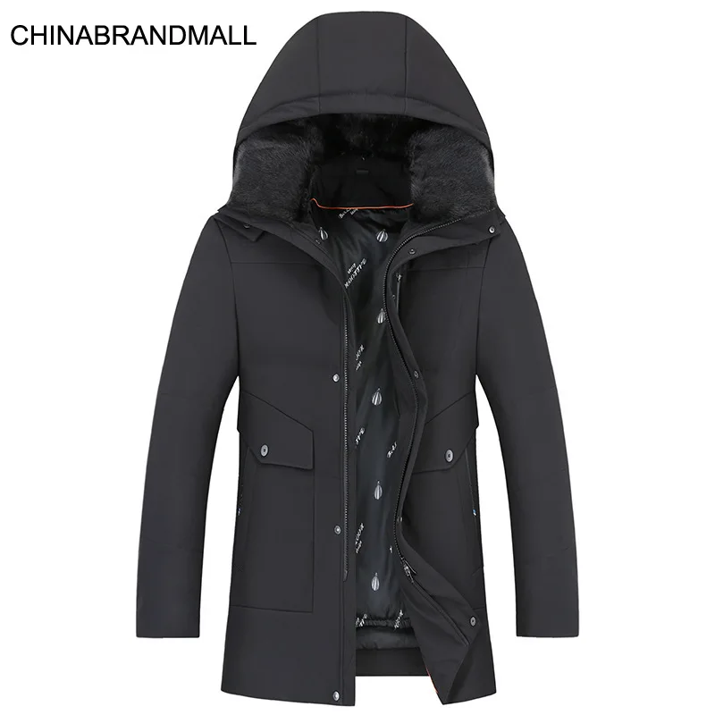 

Fat Man Plus Fat Plus Size With Cap Down Jacket Middle-aged And Elderly Men Removable Liner Down Coat Thicken Keep Warm