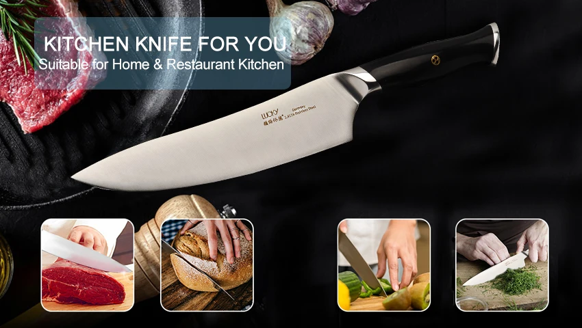 Нож шеф-повара Gyuto, кухонный, Германия 1,4116, нержавеющая сталь, 8 дюймов, Кливер, филе рыбы, нож для мяса, слайсер, инструмент для измельчения, инструмент для приготовления пищи 34