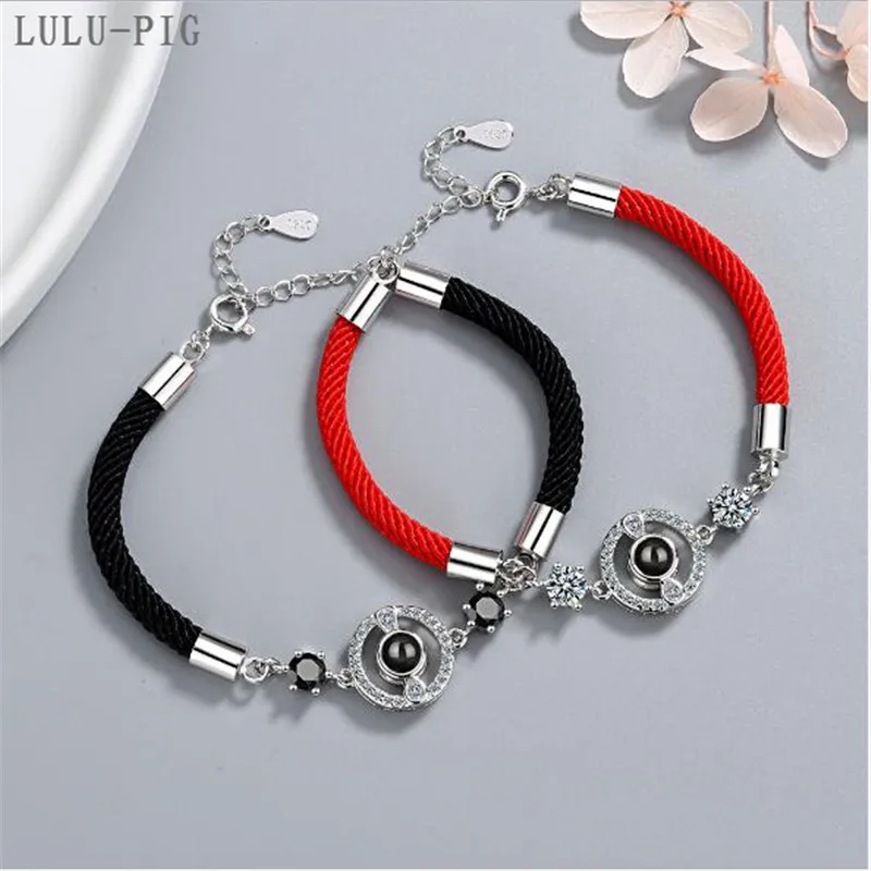 LULU-PIG 100 языков проекционный браслет для пары мужчин и женщин, Корейский простой красный канат любовь памяти браслет SL154