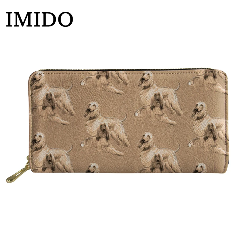 

IMIDO Afghan Hound Wallets For Teenger Girls Phone Bag dog Wallet Forever Young Wallet Leather Wallet Ladies Wallet Smart Custom