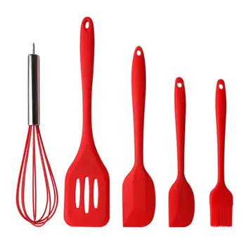 

Non-stick Silicone Utensils Cooking Tool Sets Egg Beater Spatula Oil Brush Kitchenware with Storage Box Kitchen Gadgets 5pcs/set